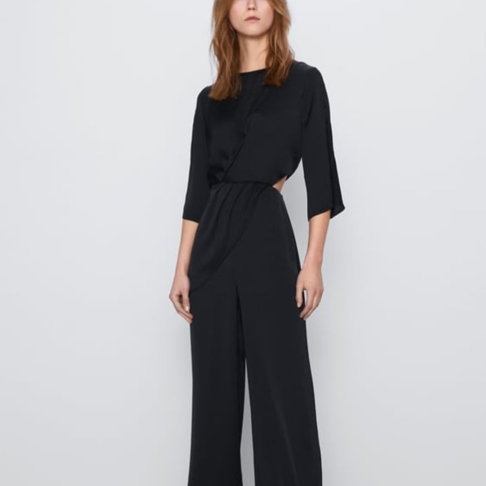 ZARA Black Jumpsuit, New with Tags, Size Large